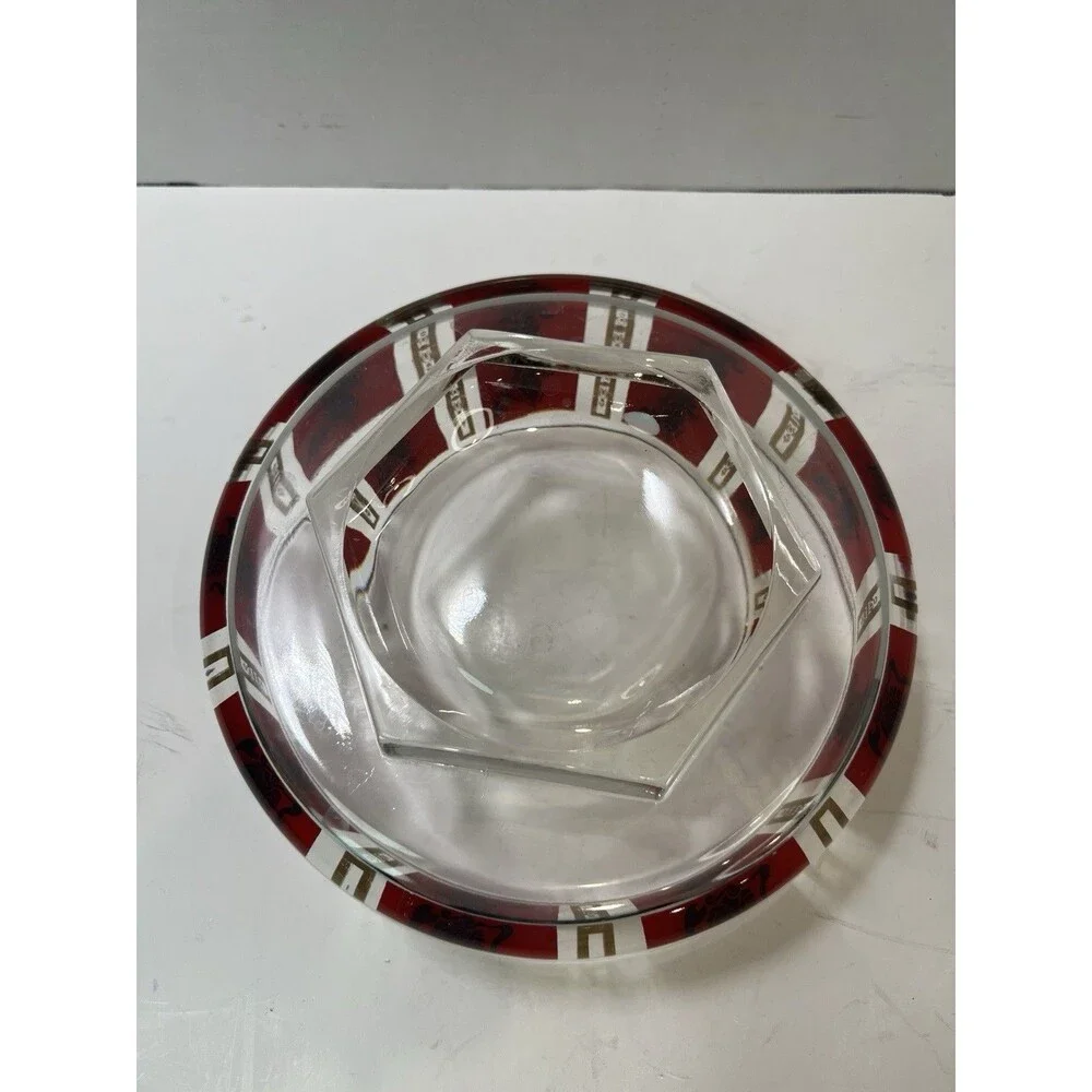 Vintage MCM Red Gold Thai Goddess Salad Serving Mixing Master Chip Bowl 22k